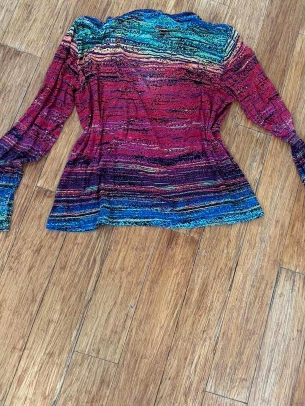 Chico’s Travelers Multicolor Striped Long Sleeve Top Size 3